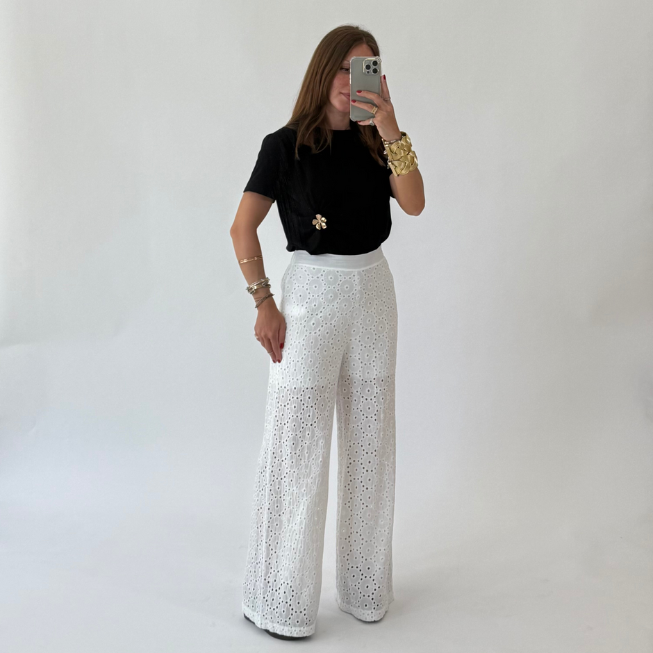 LE STREGHE Pantalone Sangallo Bianco