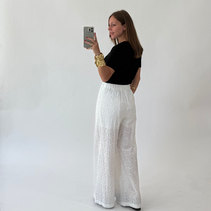 LE STREGHE Pantalone Sangallo Bianco