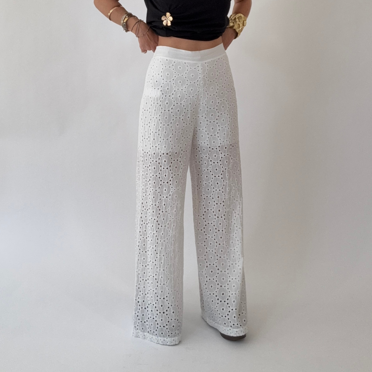 LE STREGHE Pantalone Sangallo Bianco